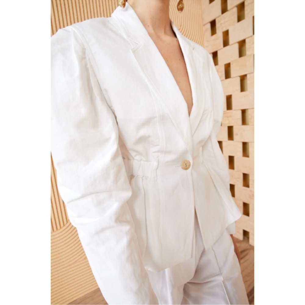 Ulla Johnson Marras Peplum Jacket in White Cotton Linen Sz 0-2 - Picture 4 of 13